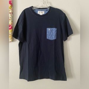 Original Penguin Mens T-Shirt Blue w/Paisley Pocket